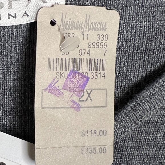 Gispa Donna Neiman Marcus Grey Sweater Dress Short Sleeve Wool Blend Size 2X - Picture 5 of 8